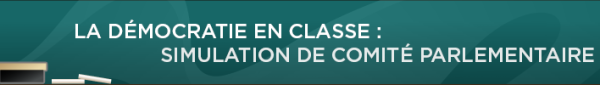 Image représentant la ressource: La démocratie en classe : simulation de comité parlementaire = Democracy in the Classroom : a Parliamentary Committee Simulation.